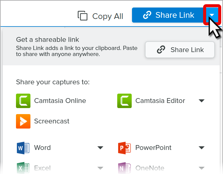 Share dropdown