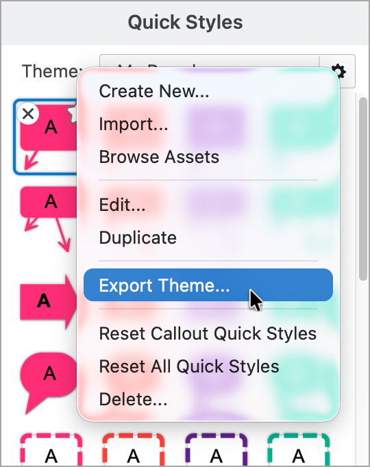 Export theme option on Mac