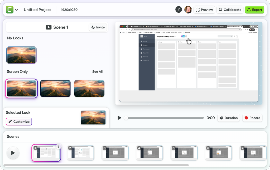 Example Snagit Step Capture in Camtasia Online