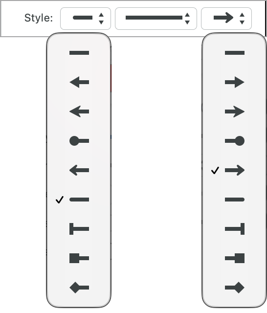 Arrow tail/head styles on Mac