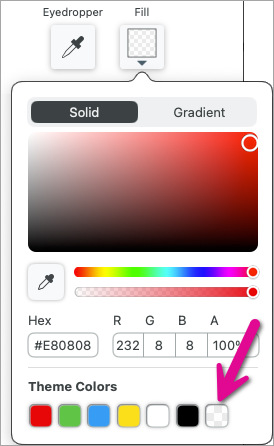 Select transparent fill on Mac