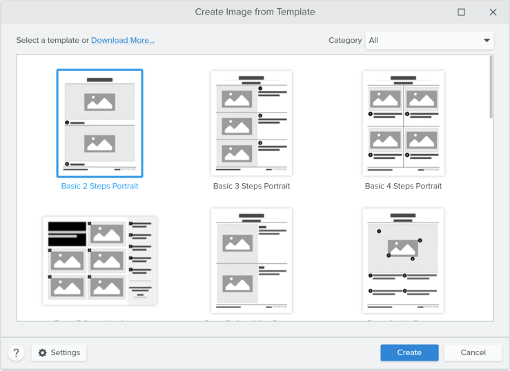 Create Image from Template dialog