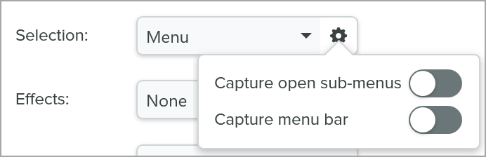 Menu Properties options