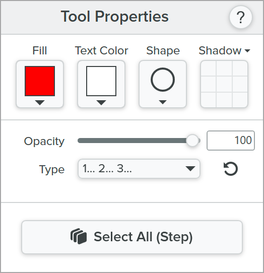 Step tool properties on Windows