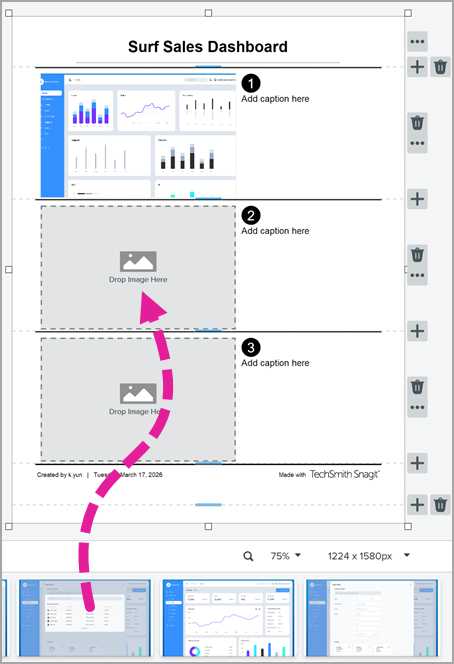 Drag and drop image in template zone