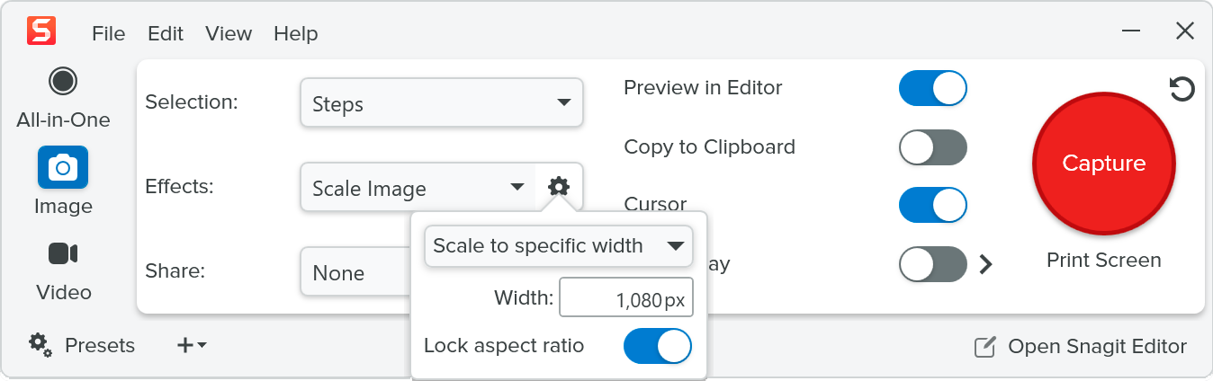 Scale Image effect and properties