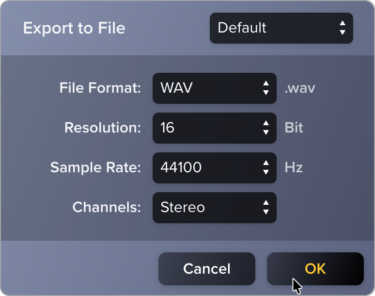 Export to file settings