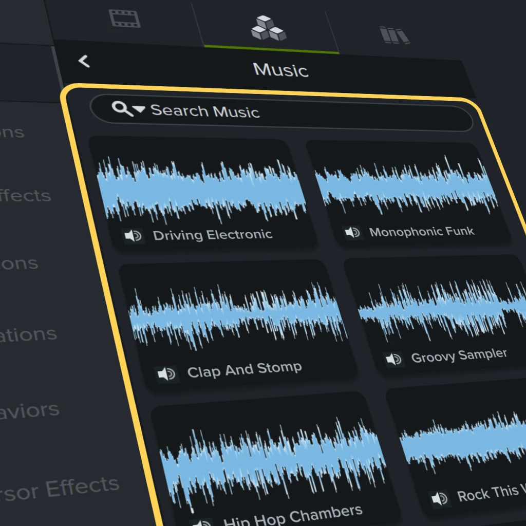 Music in Camtasia Assets