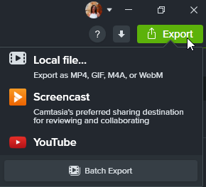 Export menu