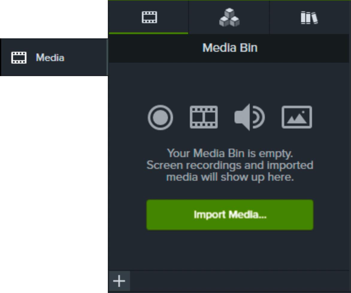 Media bin subtab