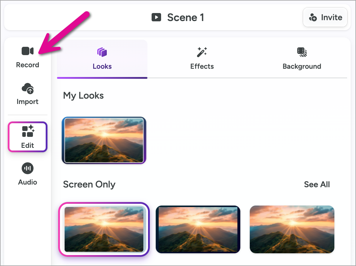 Record button on Camtasia Online