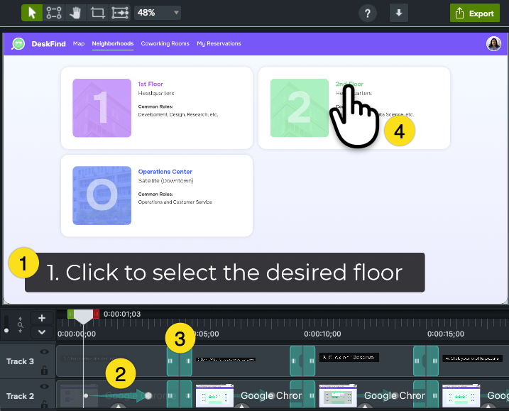 video enhancements applied to step capture in Camtasia Editor