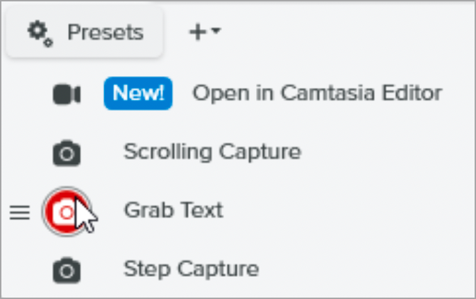 Preset Capture button