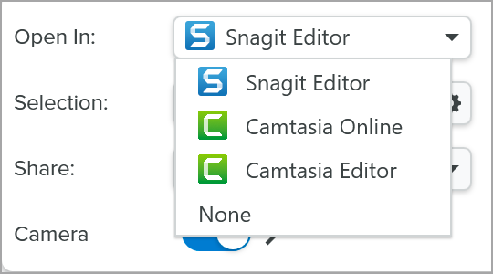 Open In dropdown menu
