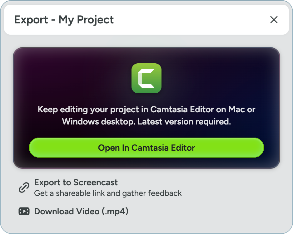 Export dialog