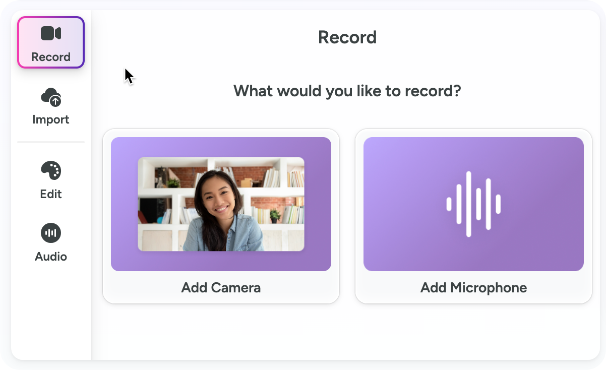 Record tab options for imported image in scene