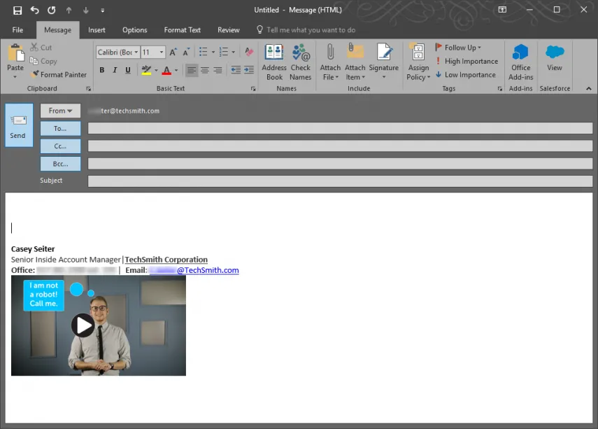 example of an email with a video signature