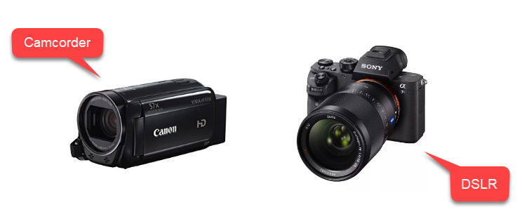 camcorder and DSLR for DIY recording studio