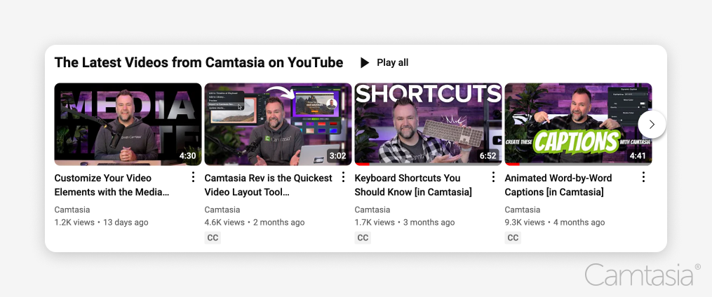 latest videos from camtasia thumbnails