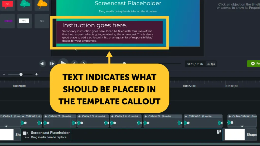 Example of an annotation in callout with instructive text.