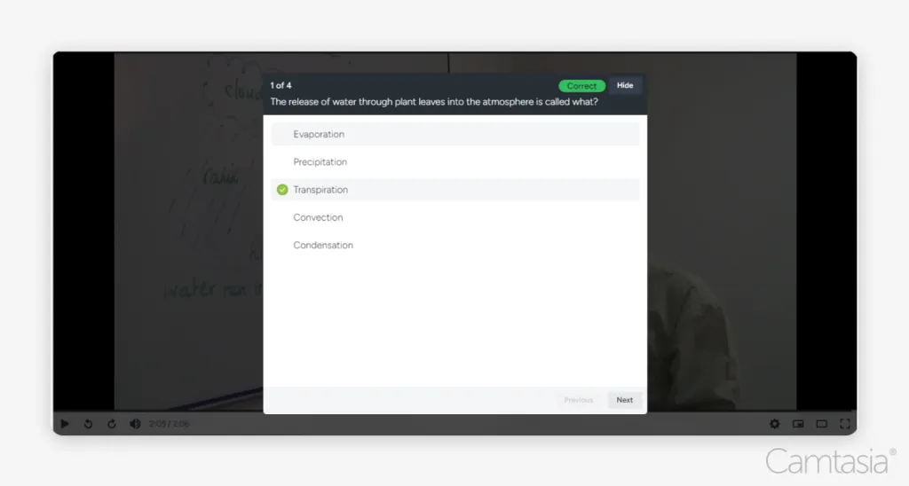 Example Camtasia Quiz Question