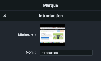 En cliquant sur une marque, vous pourrez la personnaliser dans le panneau des propriétés de Camtasia.