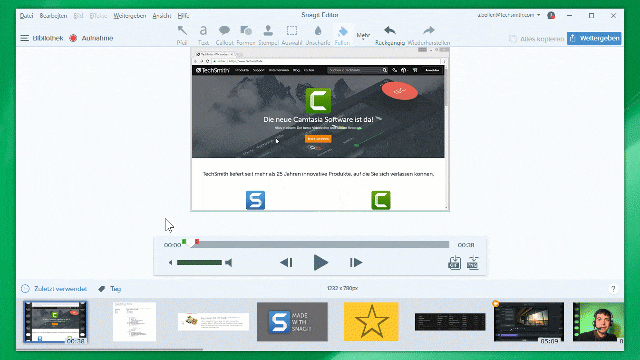 Zuschneiden von Videos in Snagit