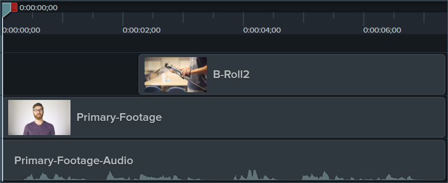 Filmmaterial auf der Camtasia-Timeline