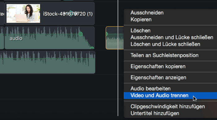"video und audio trennen" hervorgehoben