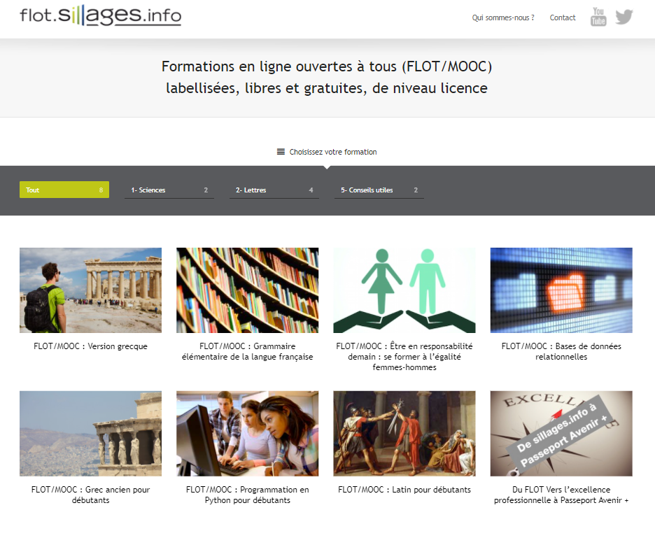 Flot.sillages.info, plateforme d'enseignement à distance