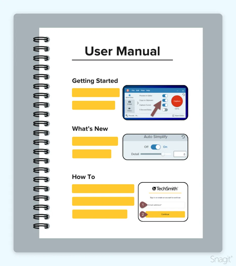 Example of a user manual with text and images