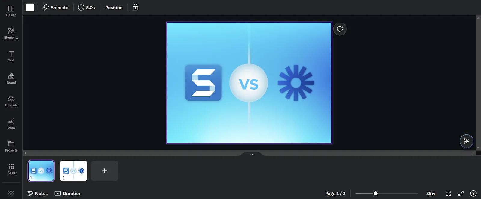 Image of Canva GIF maker with different frames to create movement.