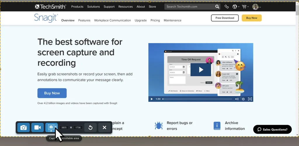 Manual scrolling capture menu.