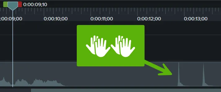 Peaked sound waves that indicate a clapping noise.