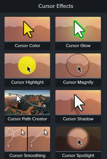 Camtasia's cursor effects.