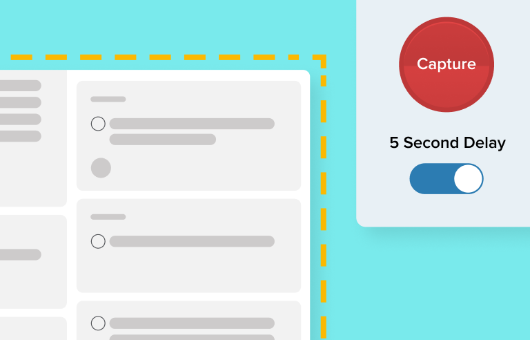 Graphic showing Snagit's time delay screen capture functionality