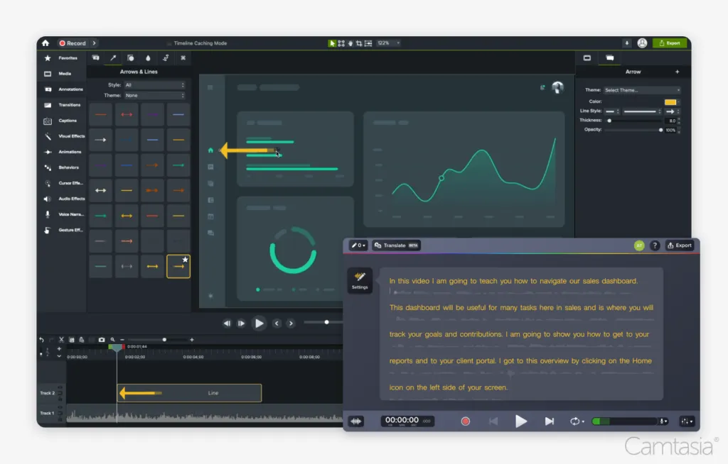 A video being edited in Camtasia