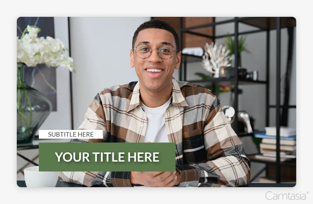 Image of a video with editable lower third subtitle and title.