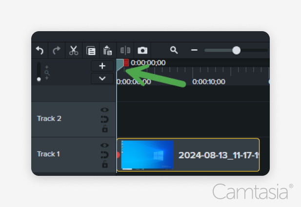 The playhead at the beginning of the timeline.