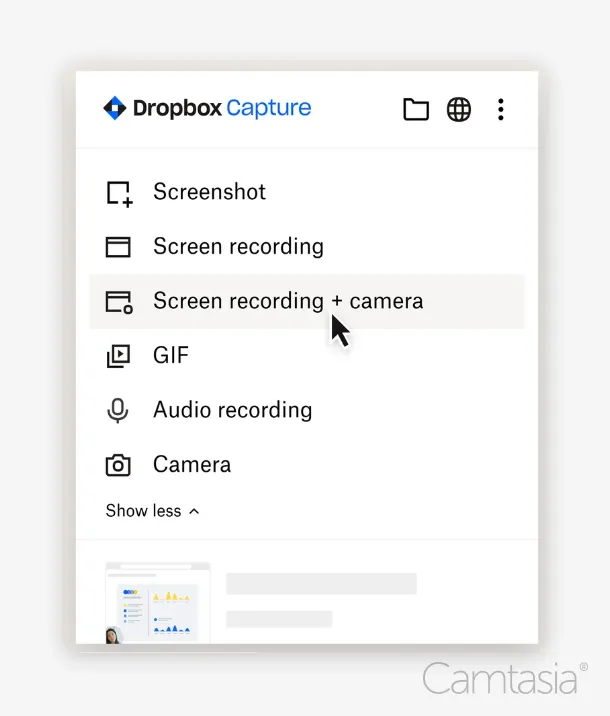Dropbox Capture interface