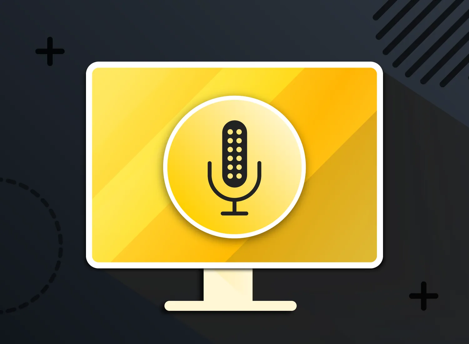 Audio recording icon on a desktop computer screen representing recording audio on your computer