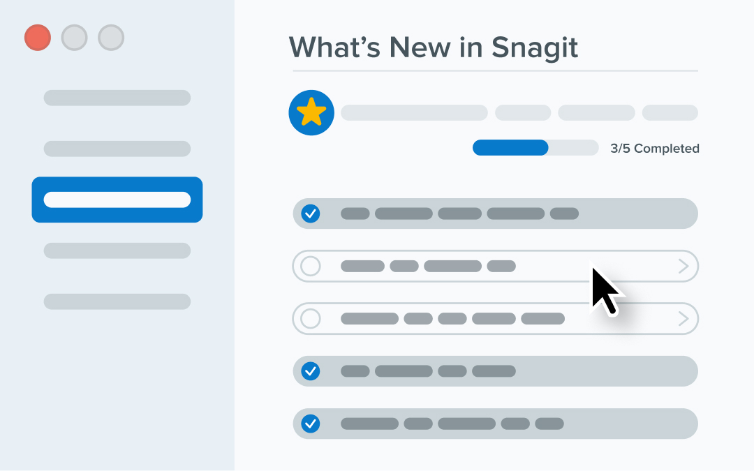 The learning center "What's New in Snagit" pop up. 