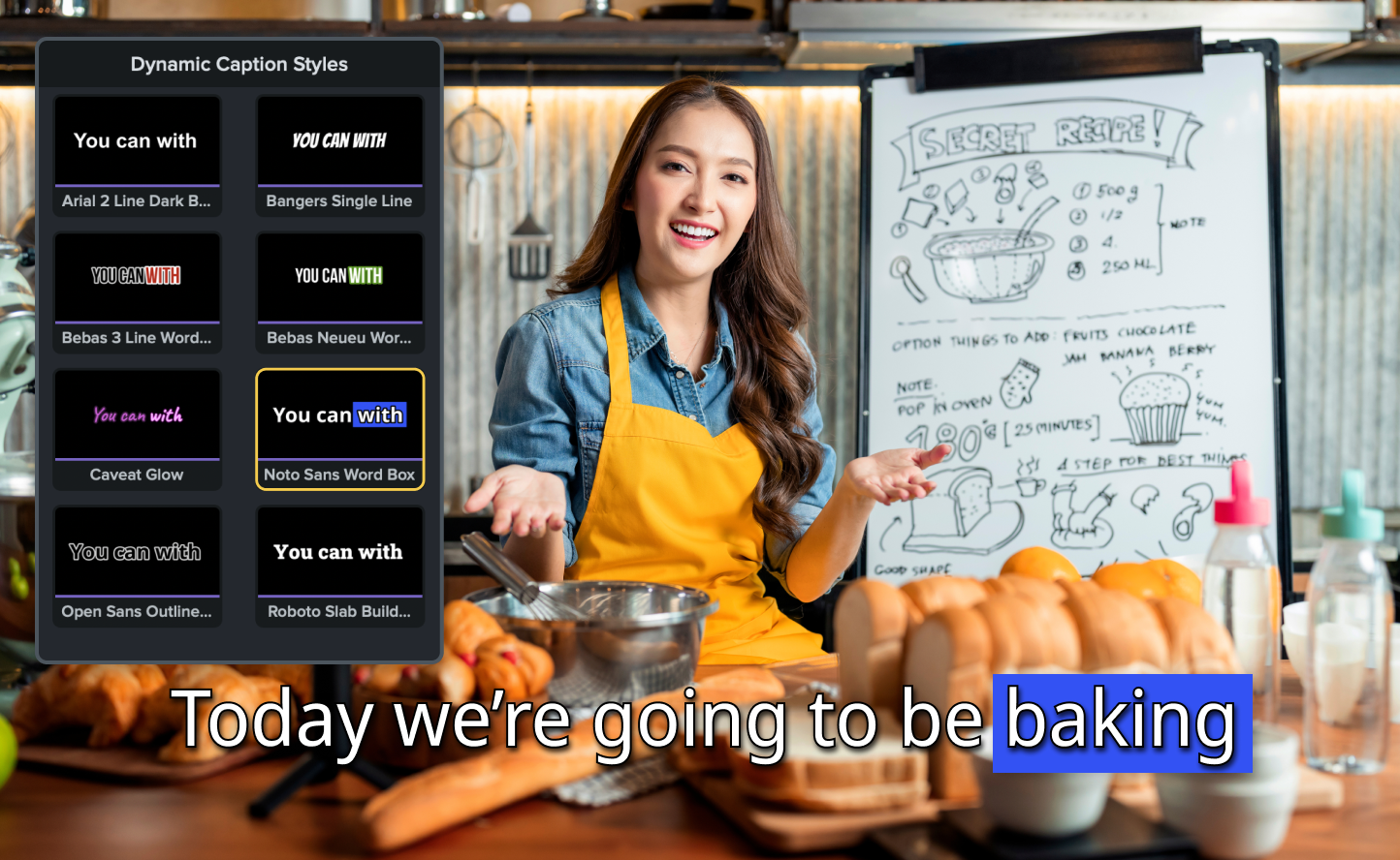 The different Dynamic Caption styles that you can choose from in the UI.