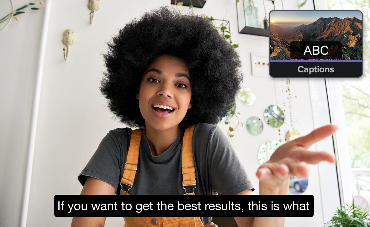 The Captions effect icon from Camtasia with a video containing captions.