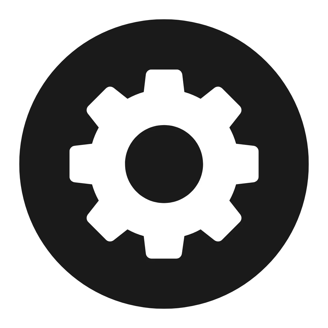 settings icon in black circle