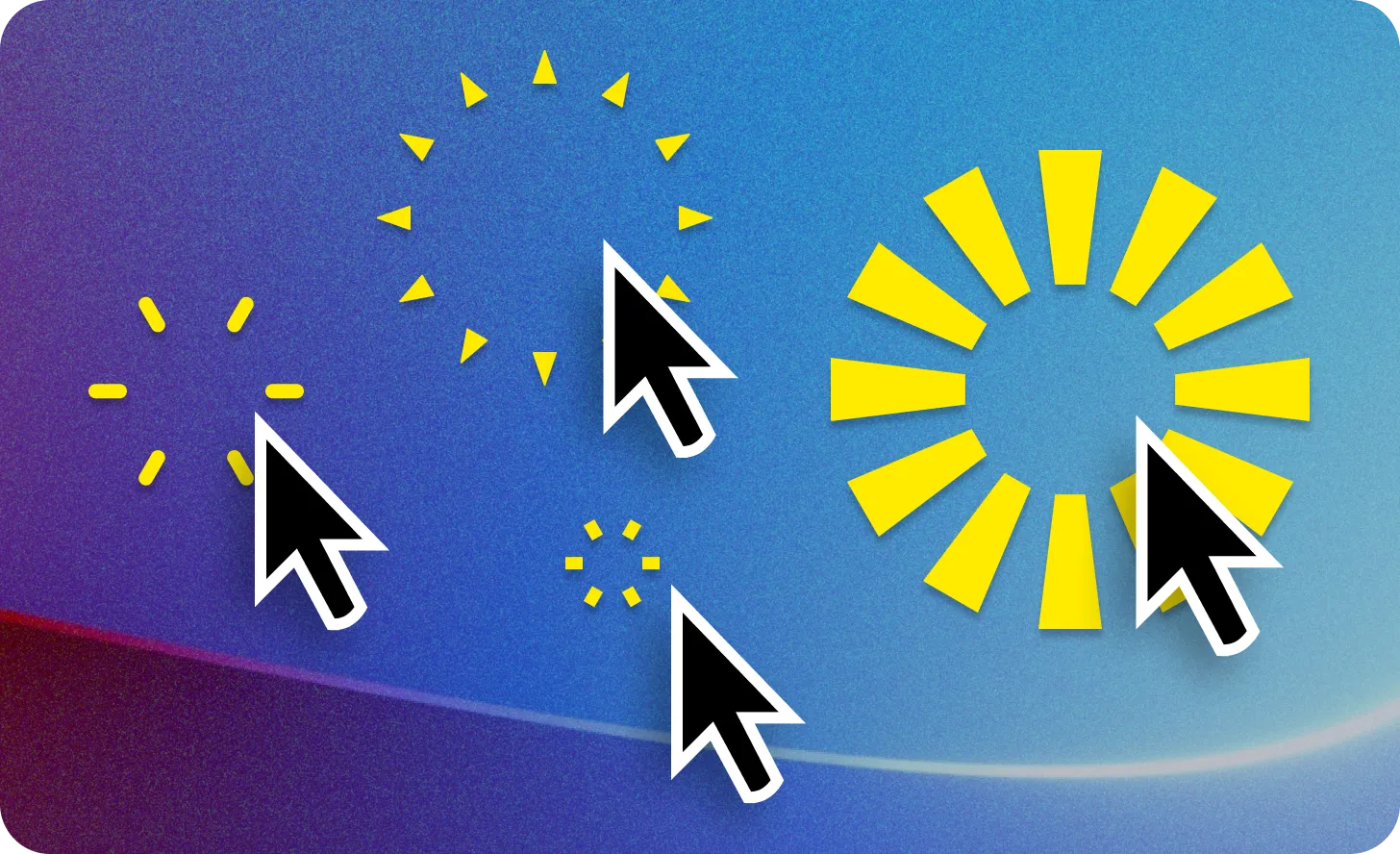 A variety of cursors with different burst effects applied. 