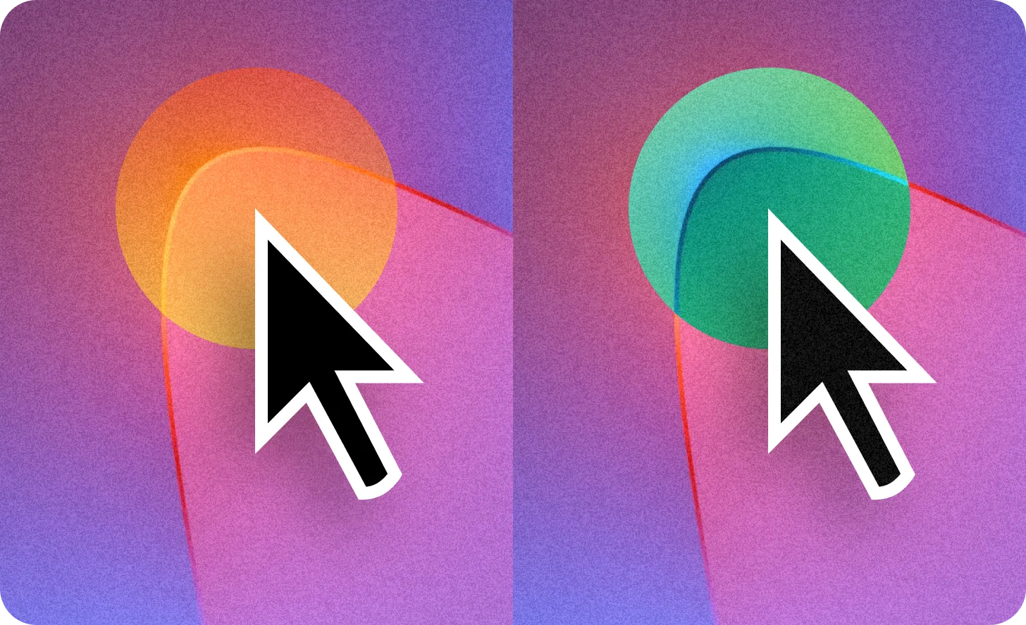 Image showing two cursors with gradient and negative effects applied. 