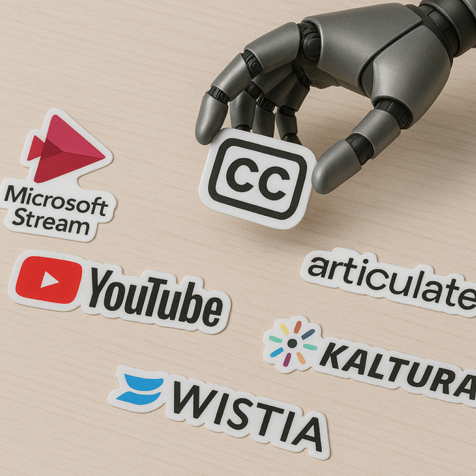 robot hand holding "CC" sticker