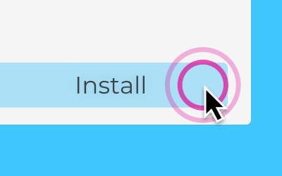A blue button that reads "Install" being clicked on by a cursor