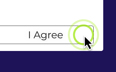 A white button that read "I Agree" being clicked on by a cursor